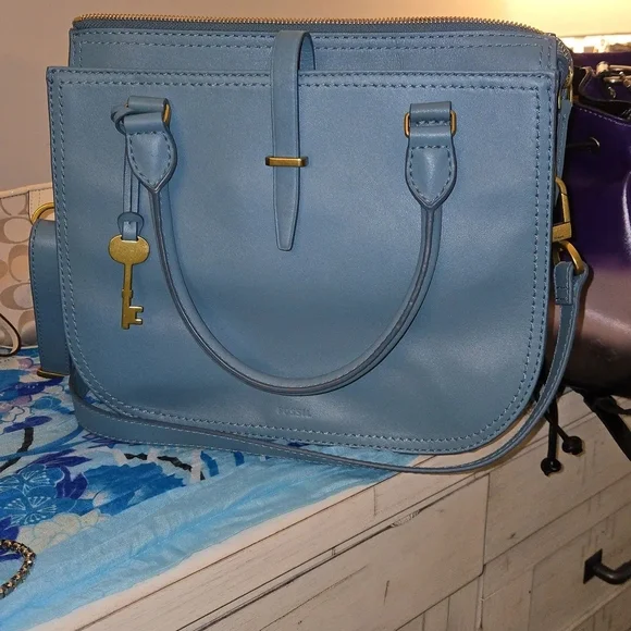 Fossil Ryder Blue Satchel Bag - Picture 1 of 1